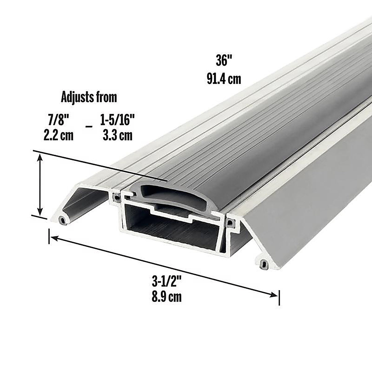 M-D 8664 0.875 H x 3.5 in. W x 36 in. L Mill Aluminum Adjustable Deluxe Threshold Gray