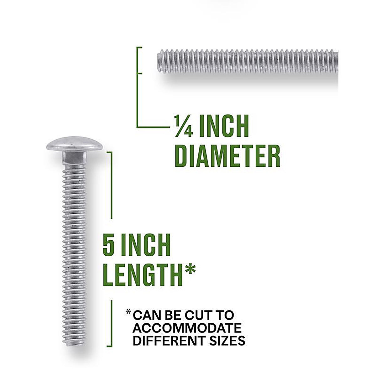 Hillman - 812527 - 1/4 In. X 5 In. L Hot Dipped Galvanized Steel Carriage Bolt 100 Pack
