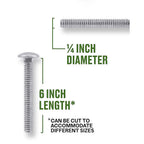 Hillman - 812530 - 1/4 In. X 6 In. L Hot Dipped Galvanized Steel Carriage Bolt 100 Pack