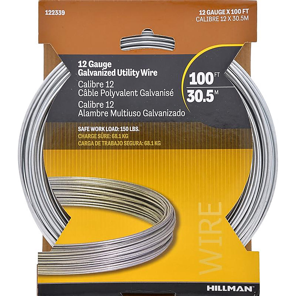 Hillman 122339 0.101 0.106 in. Dia. x 100 ft. L Galvanized Steel 12 Ga. Wire
