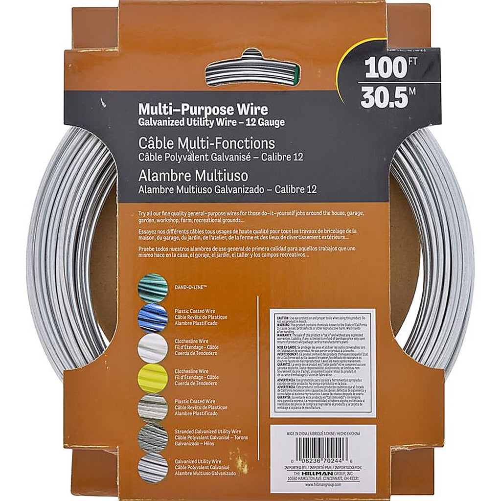Hillman 122339 0.101 0.106 in. Dia. x 100 ft. L Galvanized Steel 12 Ga. Wire