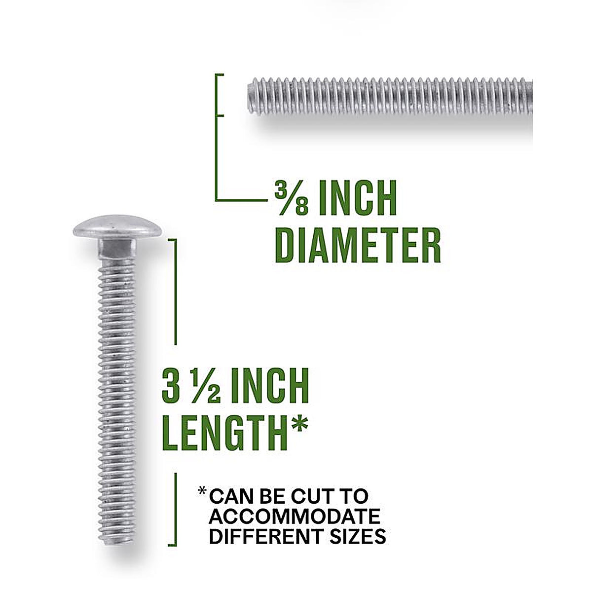 Hillman - 812584 - 3/8 In. X 3-1/2 In. L Hot Dipped Galvanized Steel Carriage Bolt 50 Pack