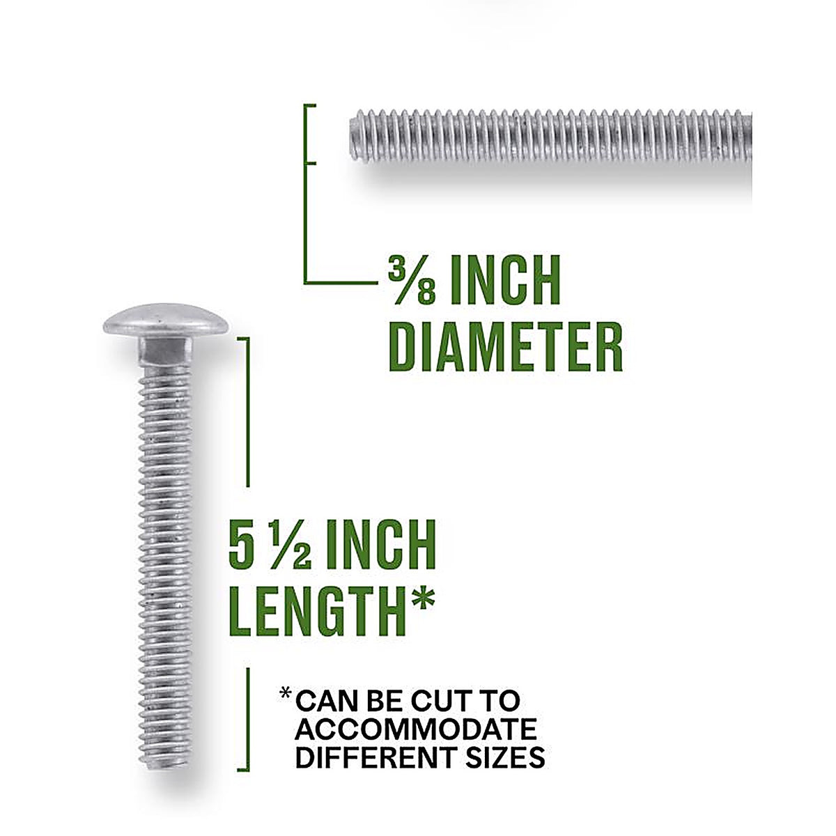 Hillman - 812591 - 3/8 In. X 5-1/2 In. L Hot Dipped Galvanized Steel Carriage Bolt 50 Pack