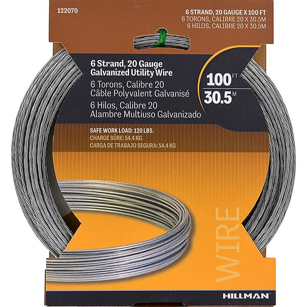 Hillman 122070 0.096 0.099 in. Dia. x 100 ft. L Galvanized Steel 20 Ga. Wire