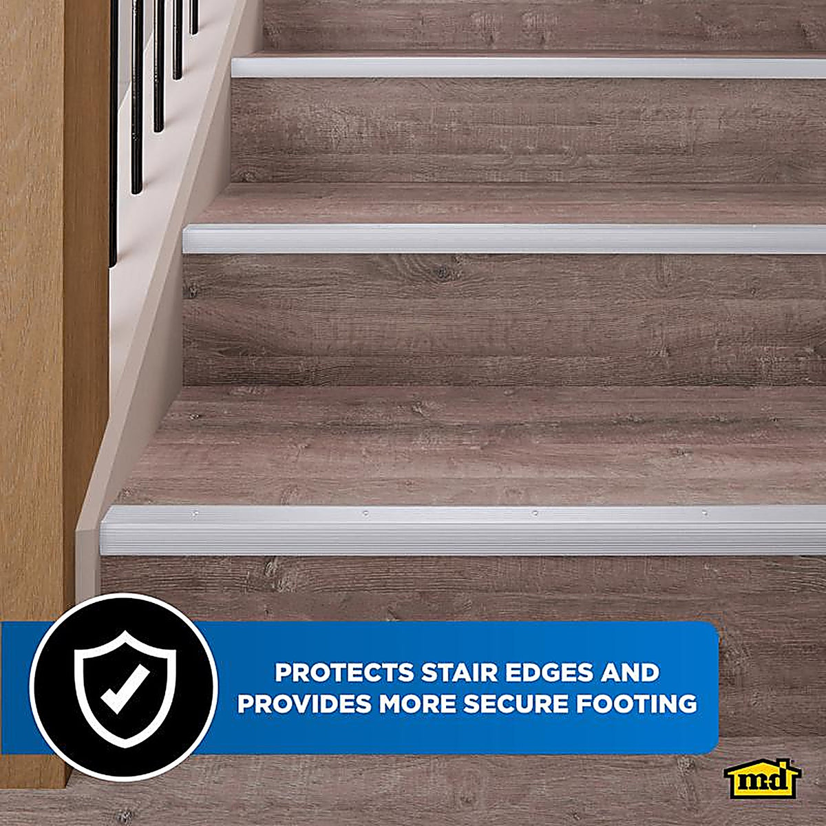 M-D 78022 1.13 in. H x 36 in. L Prefinished Silver Aluminum Stair Edge