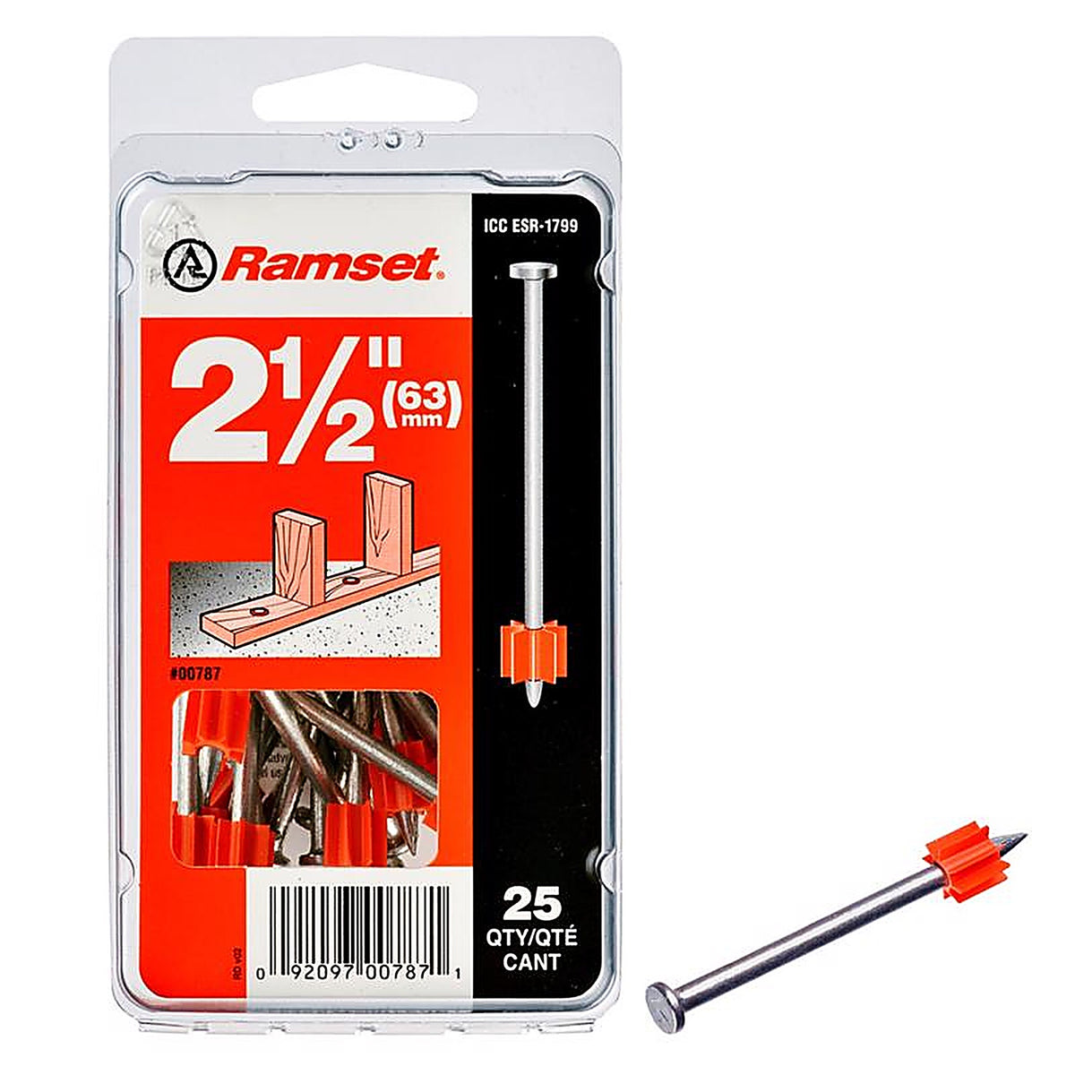 Ramset 787 0.3 in. Dia. x 2-1/2 in. L Steel Hollow Head Anchor Bolts 25/Pack