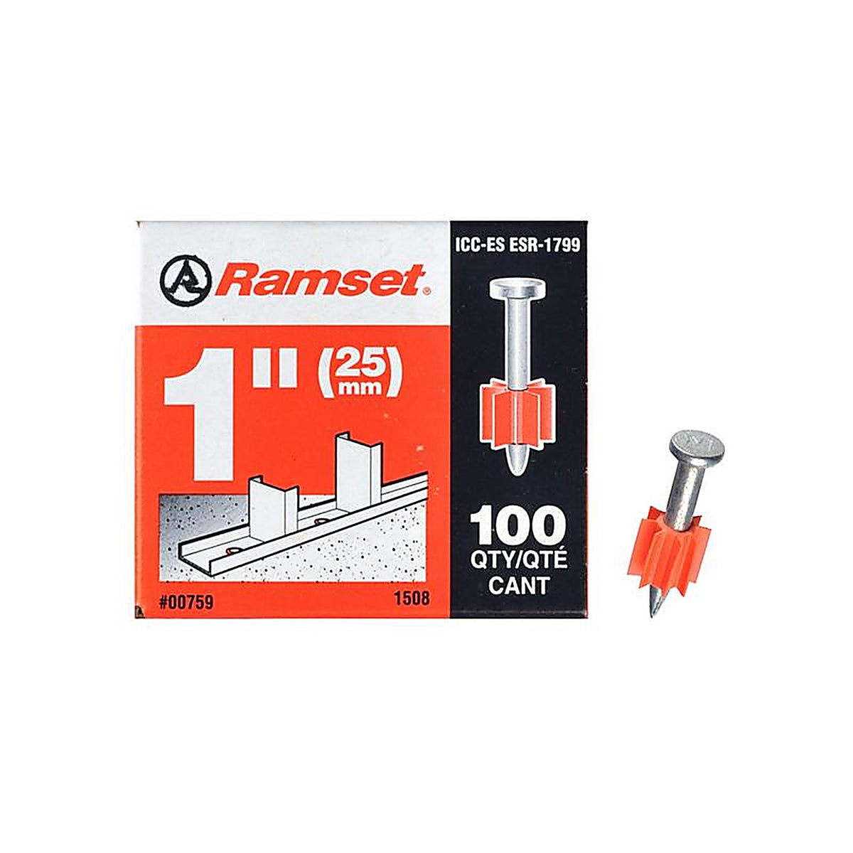 Ramset 759 0.3 in. Dia. x 1 in. L Steel Hollow Head Anchor Bolts 100/Pack