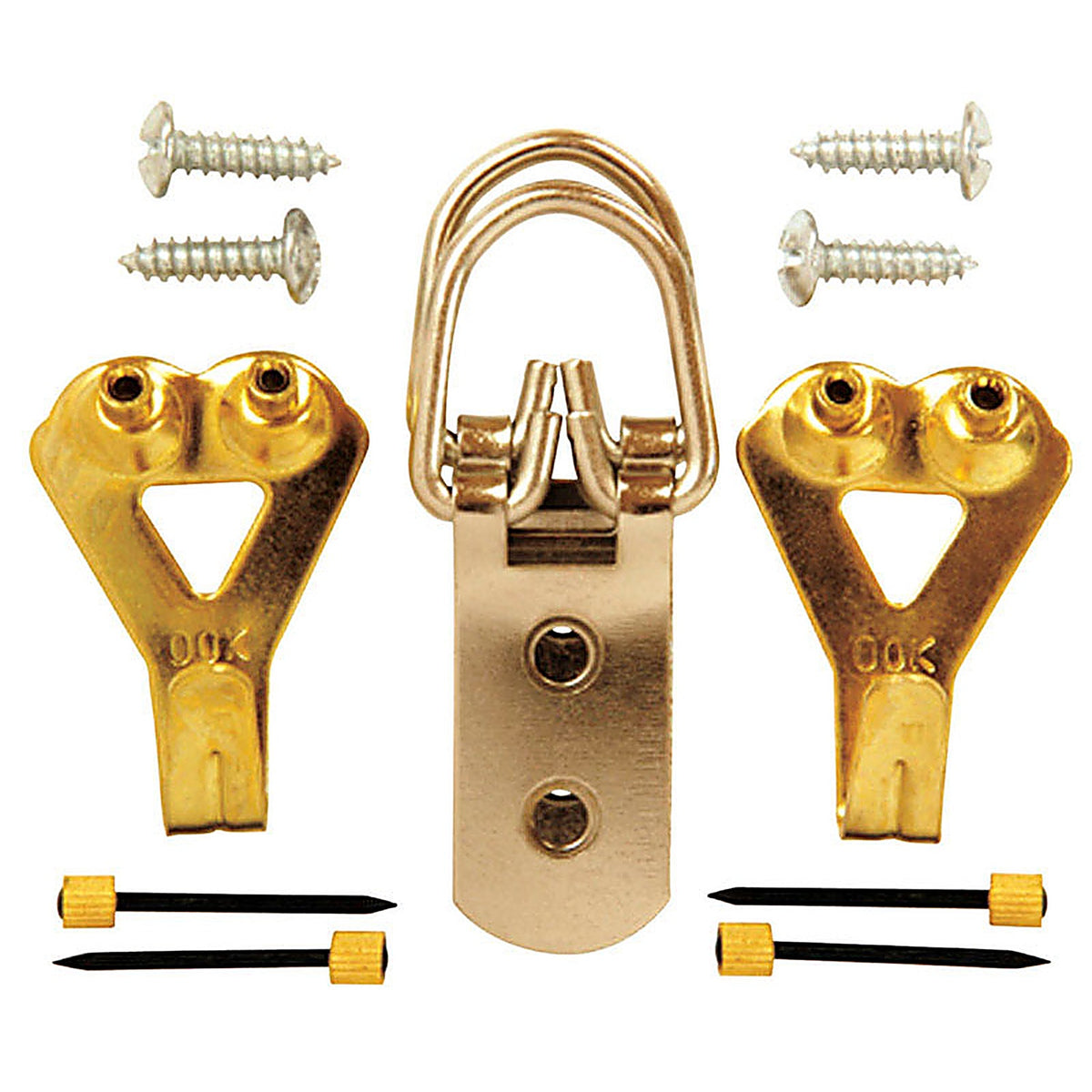 OOK 55075 Brass-Plated Professional Picture Hanging Set 50 lb. 12/Pack