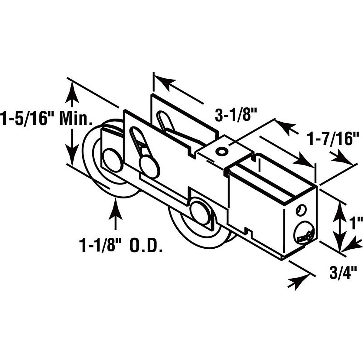Prime-Line - D 1791 - 1-1/8 In. D X 0.75 In. L Steel Roller Assembly 1 Pack