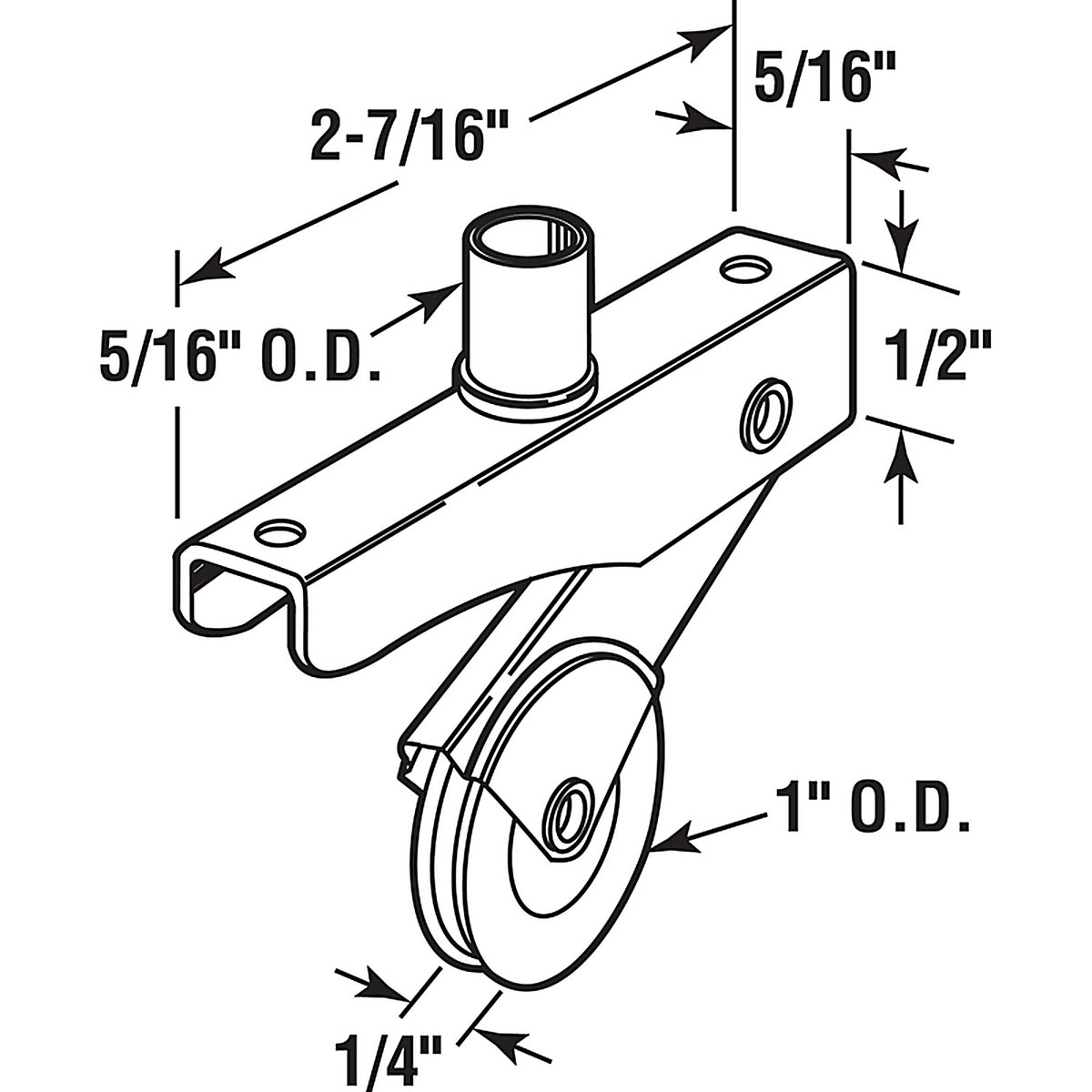 Prime-Line - B 701 - 1 in. D X 0.25 in. L Nylon/Steel Roller Assembly 2 pk