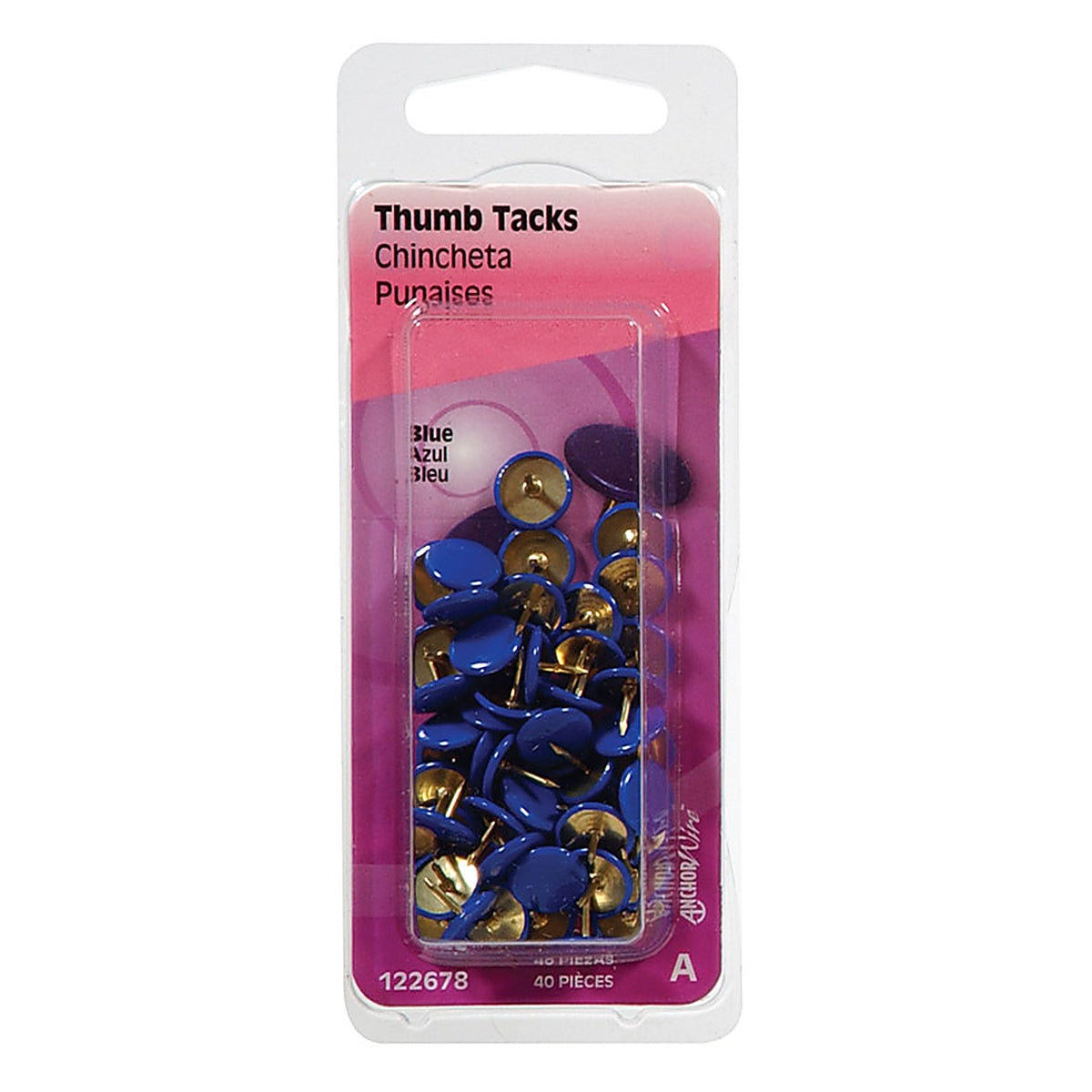 Hillman 122678 Blue Push Pins 40/Pack