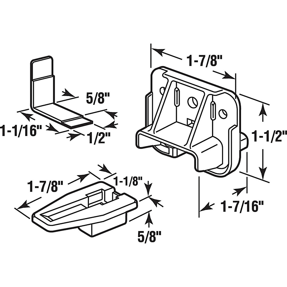 Prime-Line - R 7321 - 1-3/16 in. L Plastic Center Guide Drawer Track Guide And Glide 1 pk