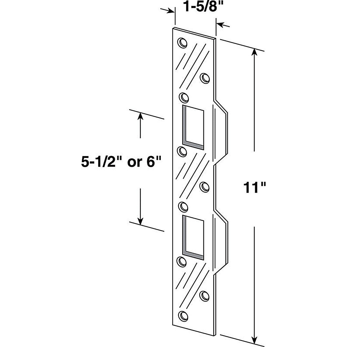 Prime-Line U9480 11 in. H x 1.625 in. L Brass-Plated Steel Door Strike