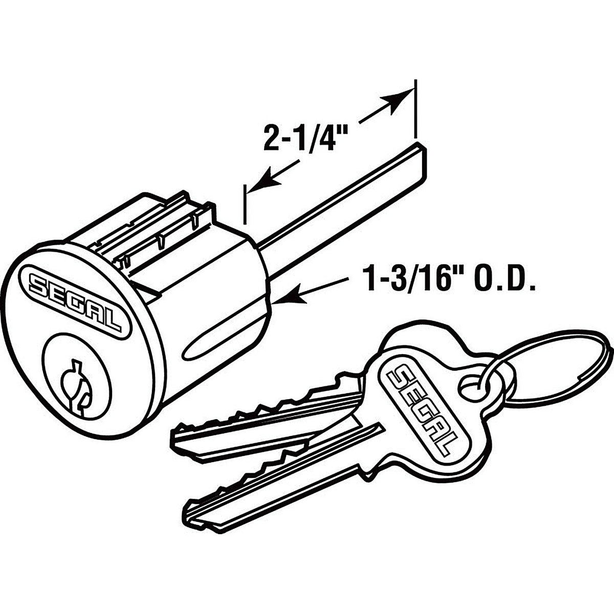 Prime-Line - SE 70002 - Segal Brushed Brass Solid Brass Segal Lock Cylinder Keyed Differently