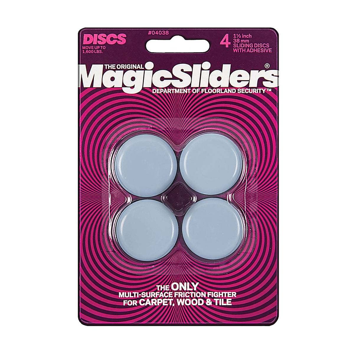 Magic Sliders 4038 Gray Self Adhesive Plastic Round 1-1/2 in. W 4/Pack Floor Slide