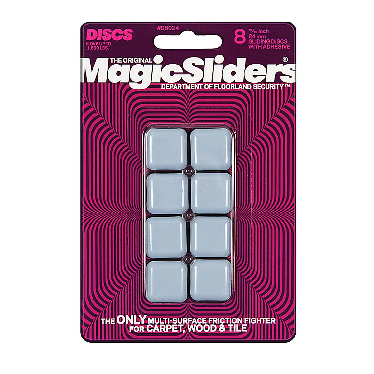 Magic Sliders 8024 Gray Self Adhesive Plastic 8/Pack Square Floor Slide 1 in. L