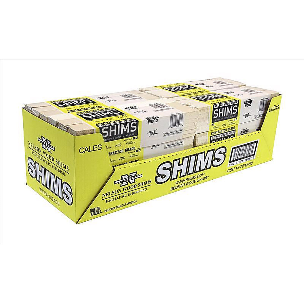 Nelson Wood Shims - CSH12/42/12/48B - 1.5 In. W X 12 In. L Wood Shim 42 Pack