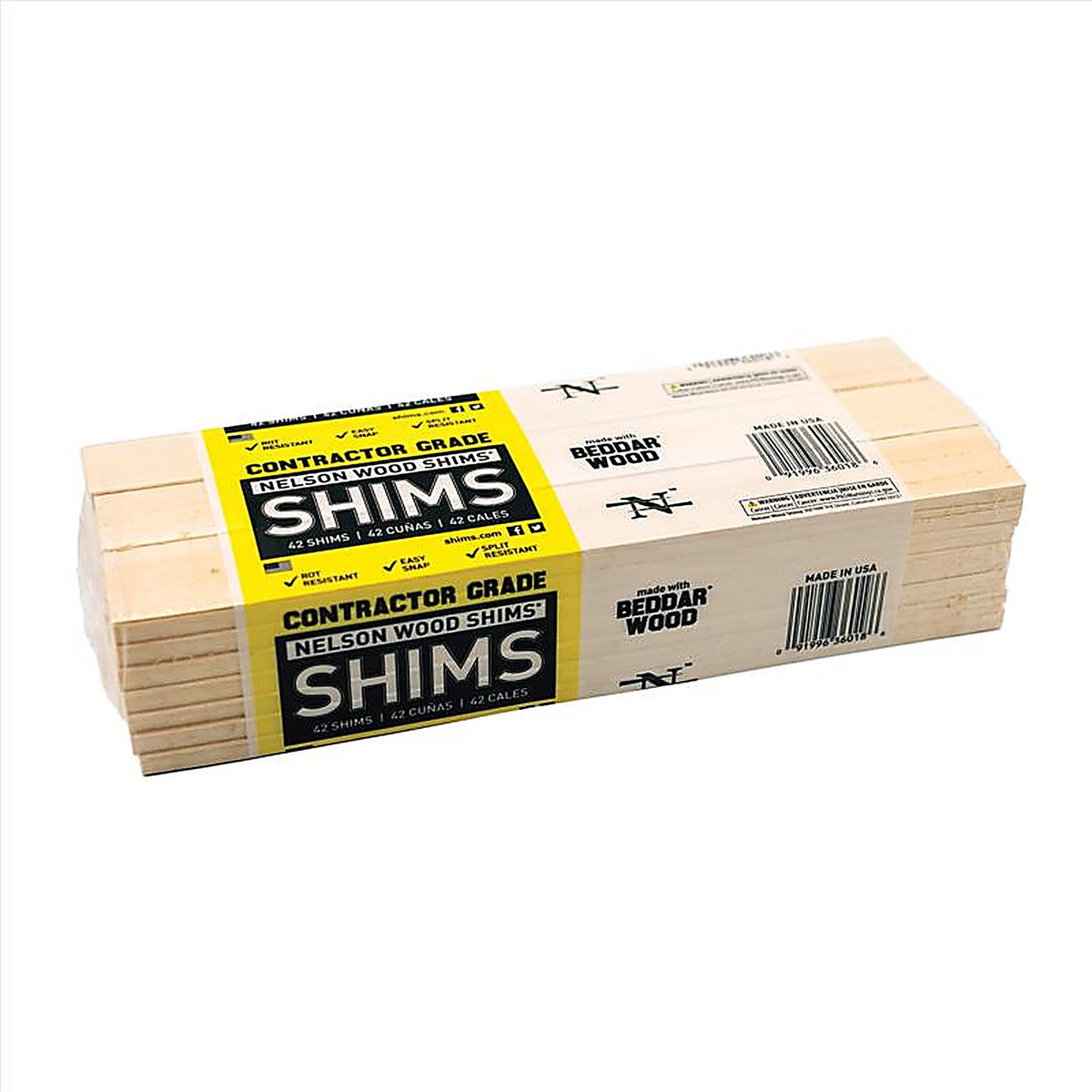 Nelson Wood Shims - CSH12/42/12/48B - 1.5 In. W X 12 In. L Wood Shim 42 Pack
