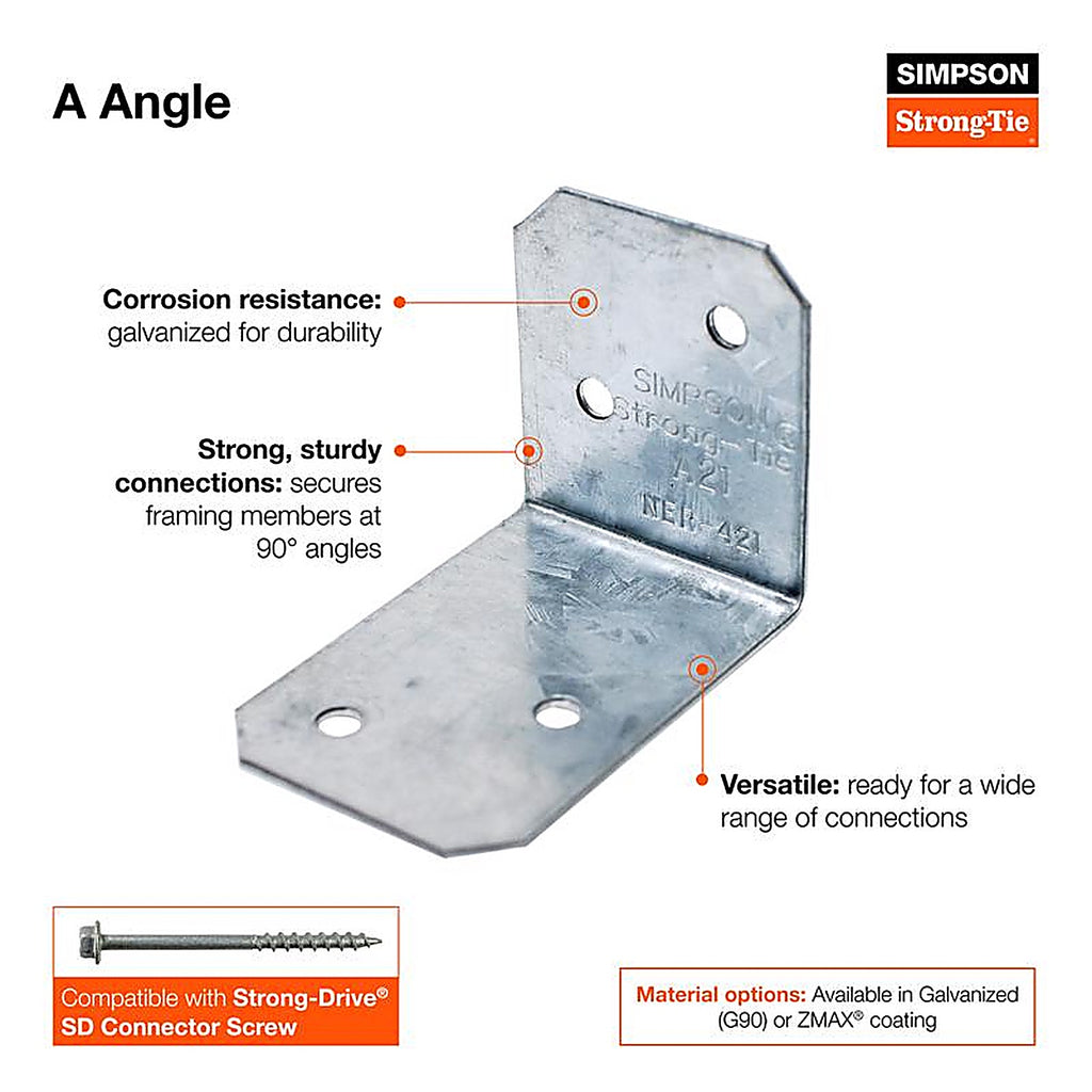 Simpson Strong-Tie A33 3 in. W x 1.5 in. L Galvanized Steel Angle