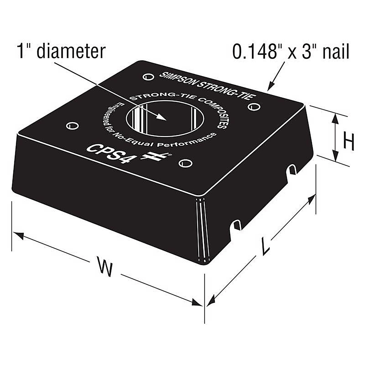Simpson Strong-Tie - CPS4-R - 1 In. H X 3.25 In. W Plastic Composite Base