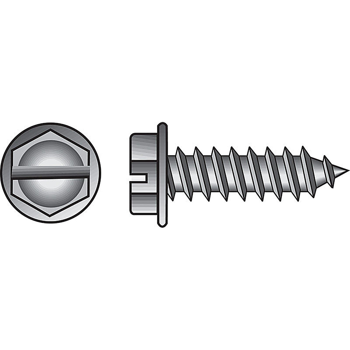 Hillman 70256 No. 6 x 3/4 in. L Slotted Hex Washer Head Zinc-Plated Steel Sheet Metal Screws 100 1/Pack