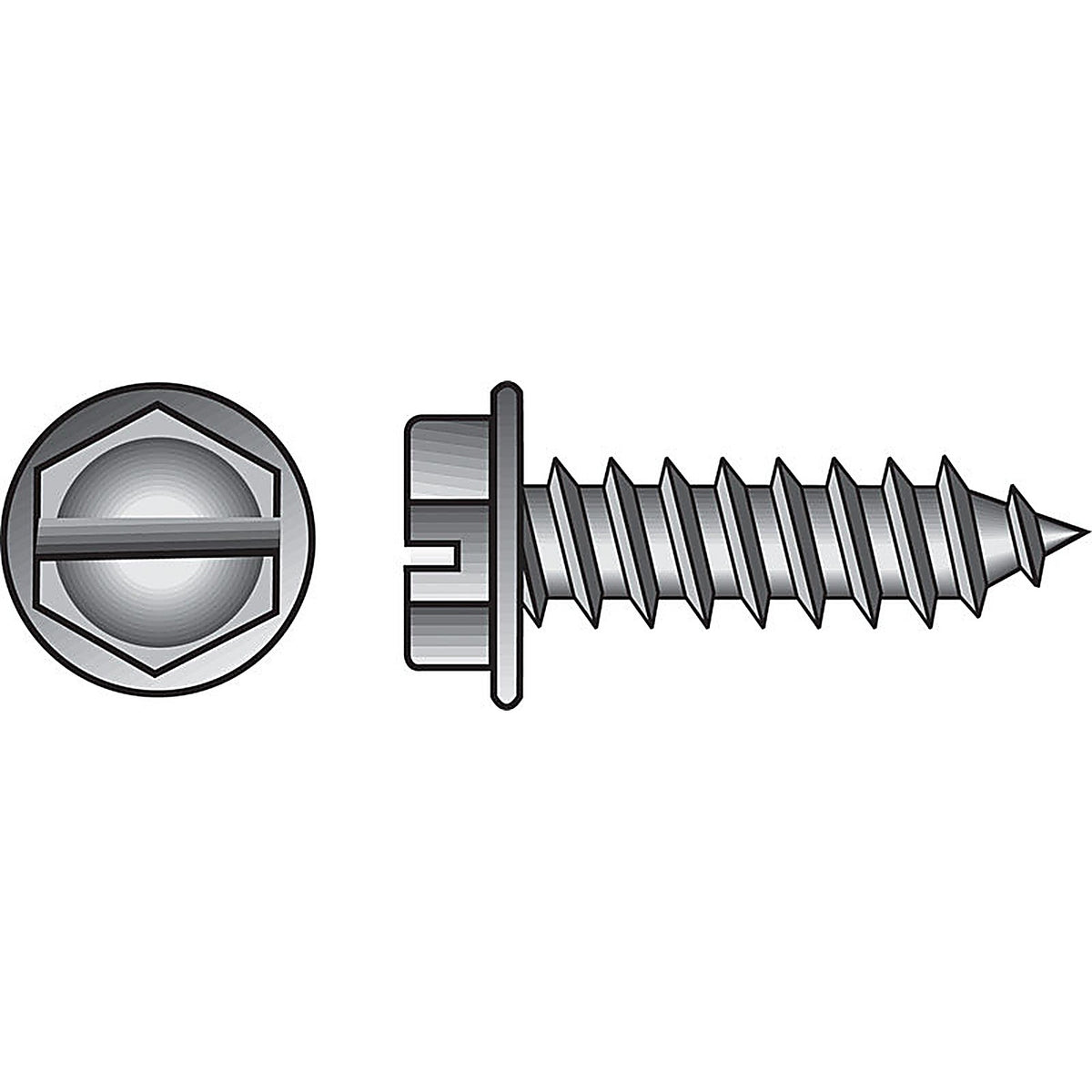 Hillman 70259 No. 6 x 1 in. L Slotted Hex Washer Head Zinc-Plated Steel Sheet Metal Screws 100 1/Pack