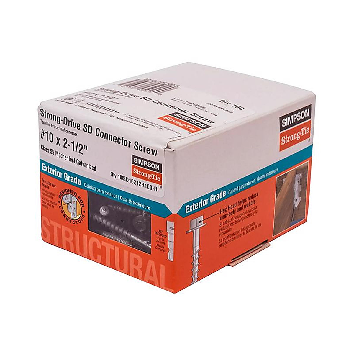 Simpson Strong-Tie - SD10212R100-R - Strong-Drive No. 10 Sizes X 2-1/2 In. L Star HEX Head Serrated Structural Screws