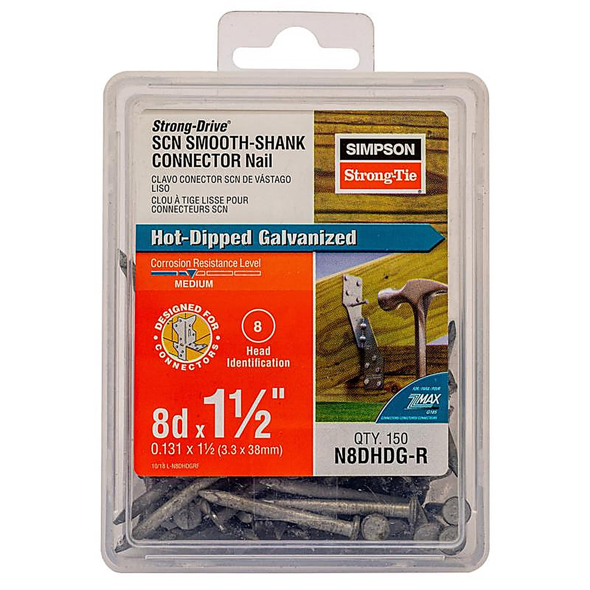 Simpson Strong-Tie N8DHDG-R 8D 1-1/2 in. Wood Joiner Hot-Dipped Galvanized Steel Nail Round 1 lb.