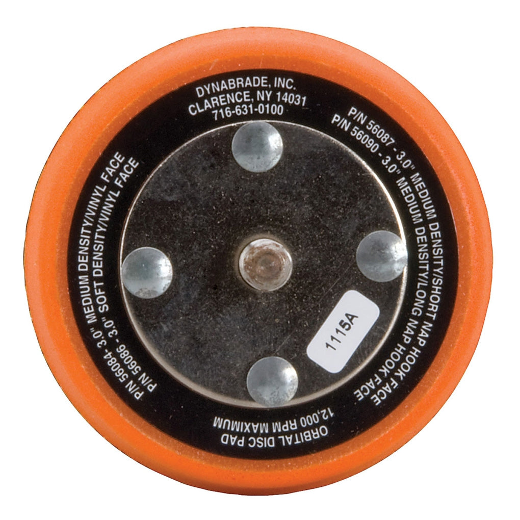 DYNABRADE 56087 3in. Dia. Non-Vacuum Disc Pad, Hook-Face, Short Nap