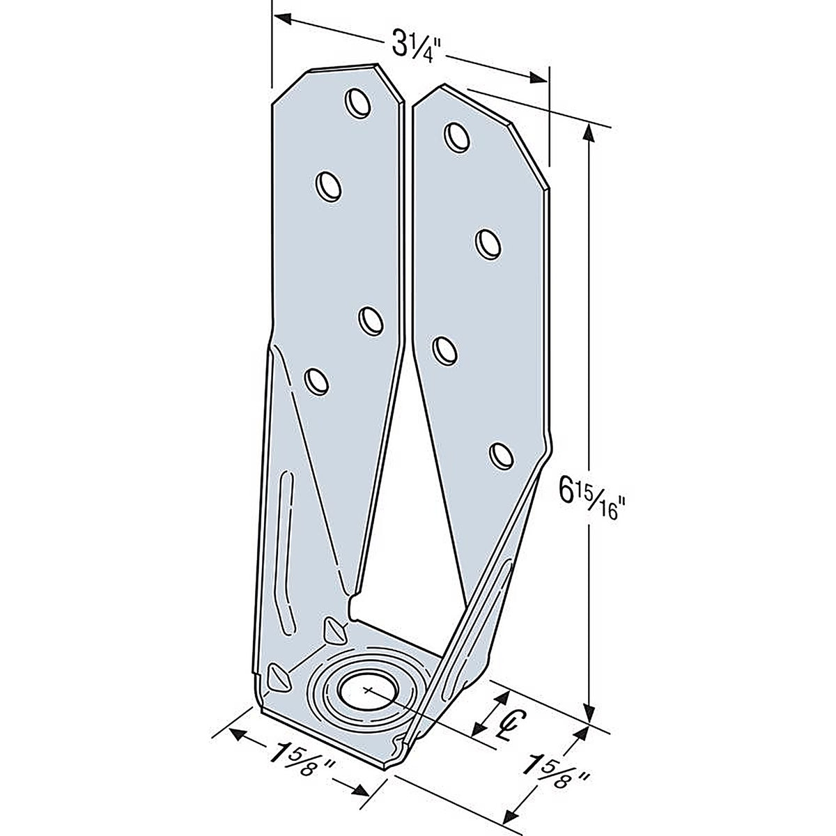 Simpson Strong-Tie - DTT2Z - Zmax 7.03 In. H X 3.25 In. W 14 Ga. Steel Deck Tension Tie