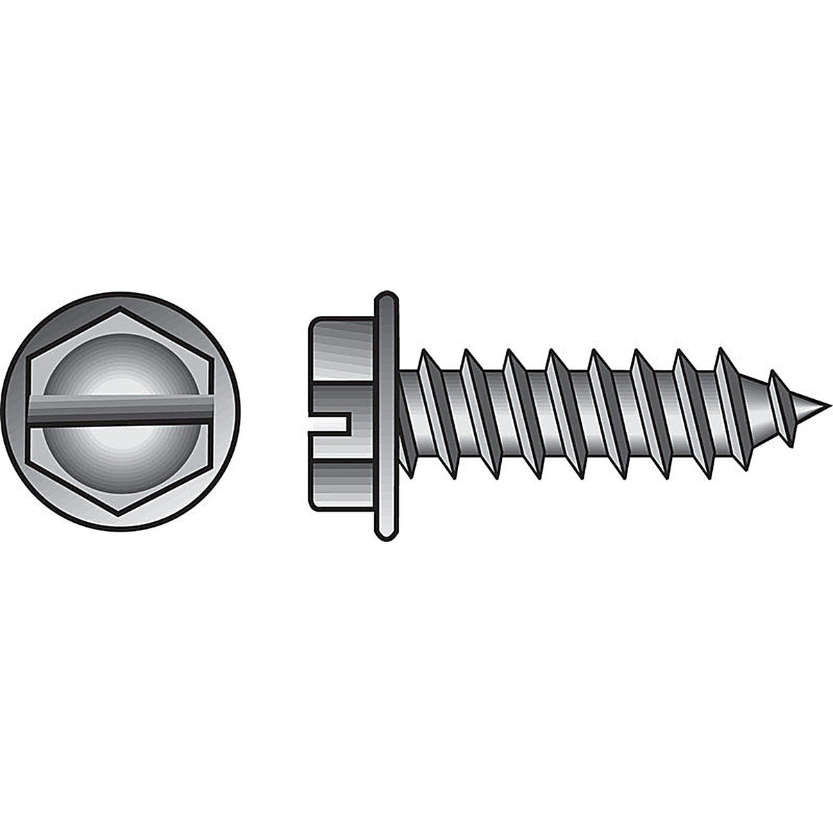 Hillman 70301 No. 10 x 1-1/4 in. L Slotted Hex Head Zinc-Plated Steel Sheet Metal Screws 100/Pack