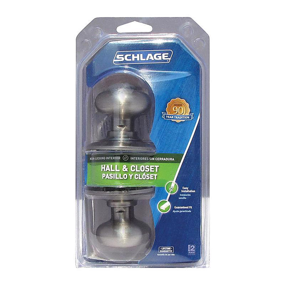 Schlage F10VPLY619 Plymouth Satin Nickel Passage Lockset ANSI Grade 2 1-3/4 in.