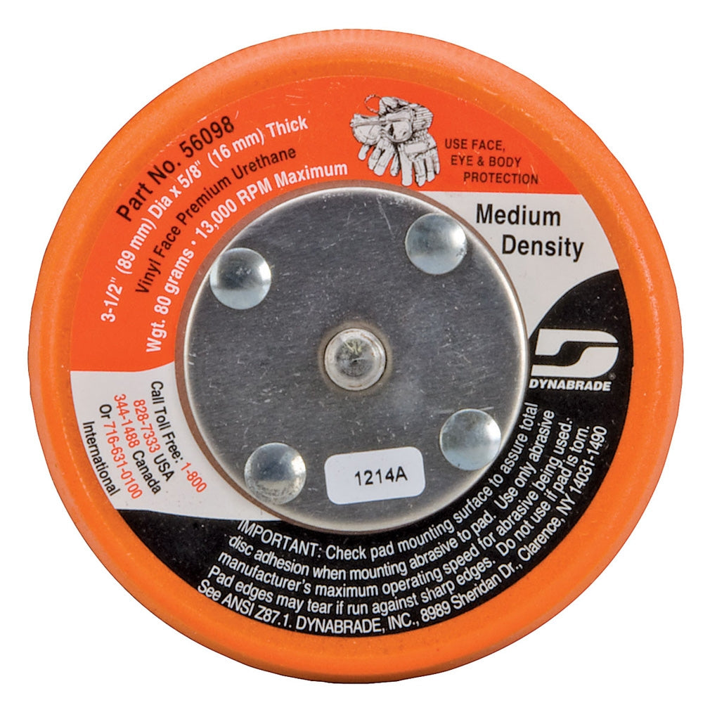 DYNABRADE 56098 3-1/2in. Dia. Non-Vacuum Disc Pad, Vinyl-Face