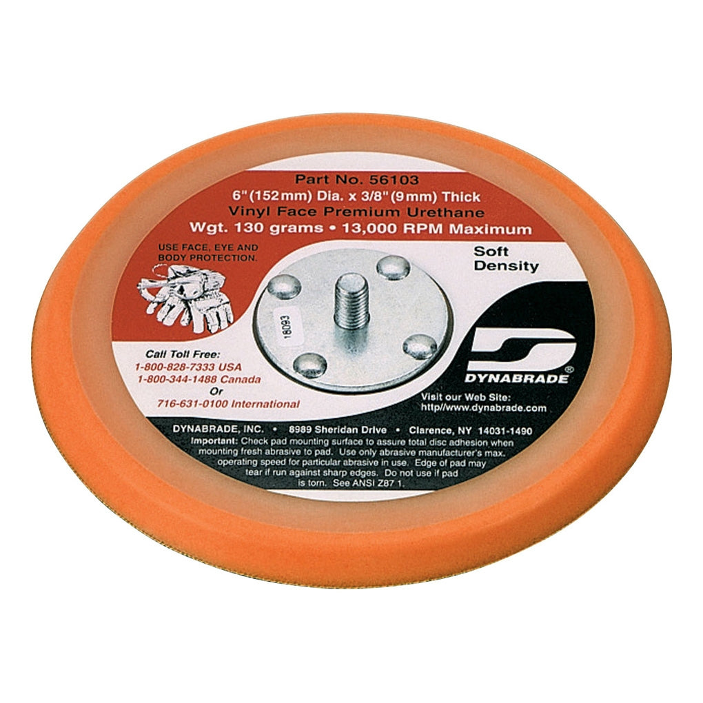 DYNABRADE 56103 6in. Dia. Non-Vacuum Disc Pad, Vinyl-Face