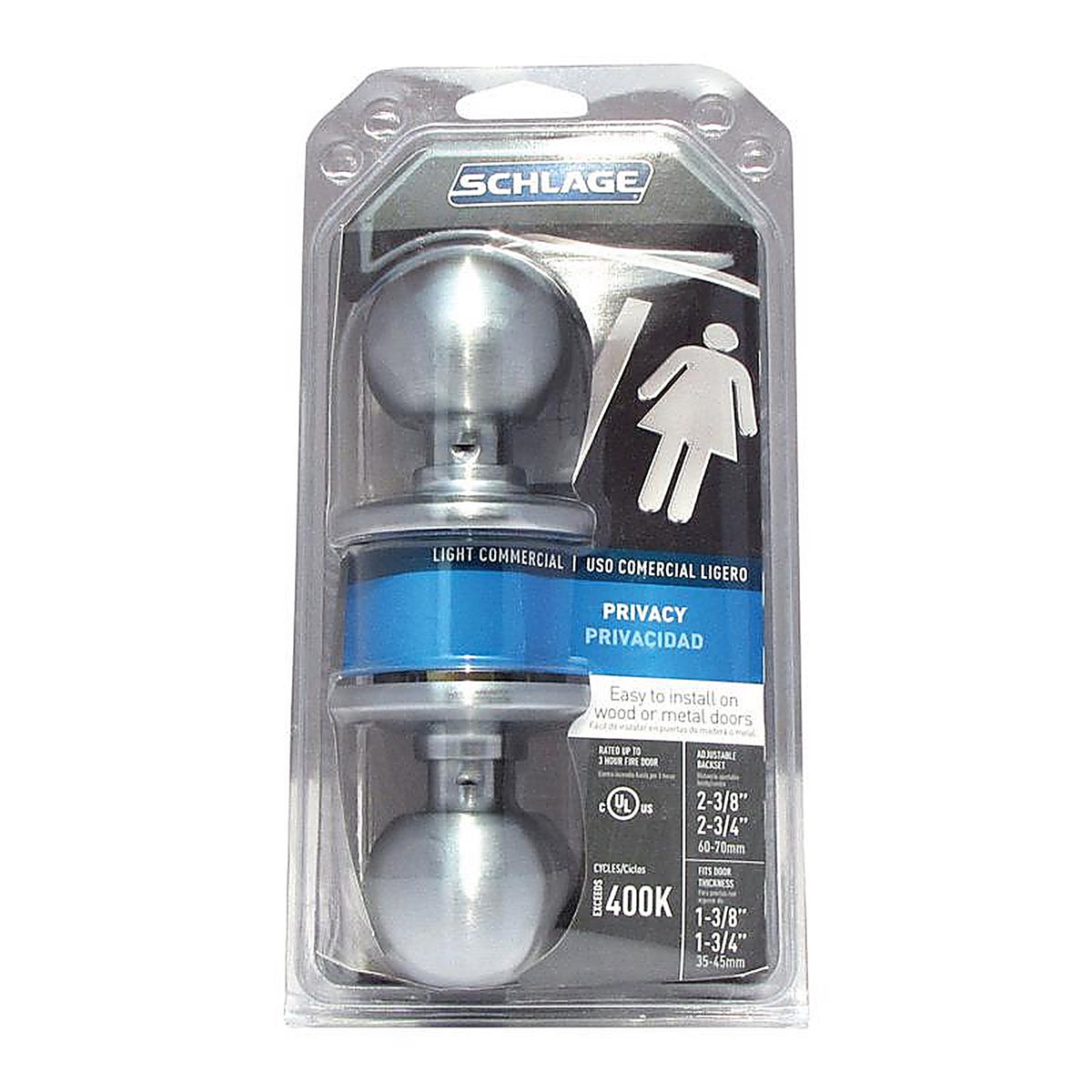 Schlage - F40CSVORB626 - Orbit Satin Chrome Privacy Lockset 1-3/4 In.