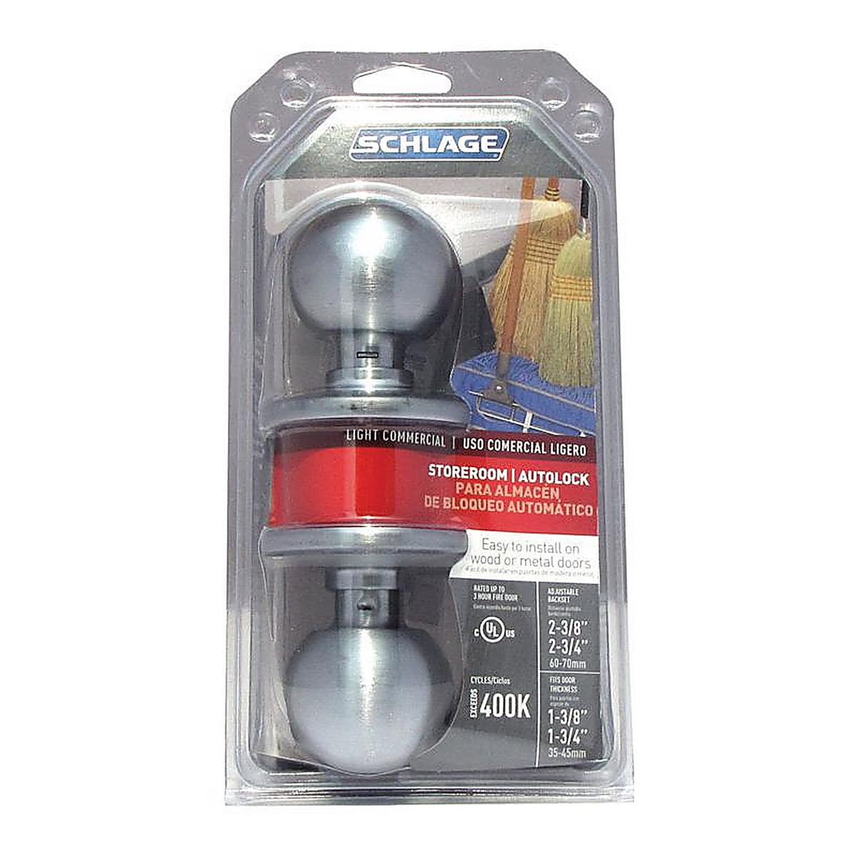 Schlage F80CSVORB626 Orbit Satin Chrome Storeroom Lockset ANSI Grade 2 1-3/4 in.