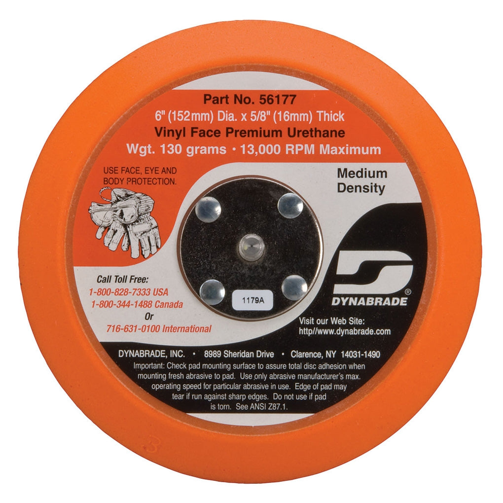 DYNABRADE 56177 6in. Dia. Non-Vacuum Disc Pad, Vinyl-Face