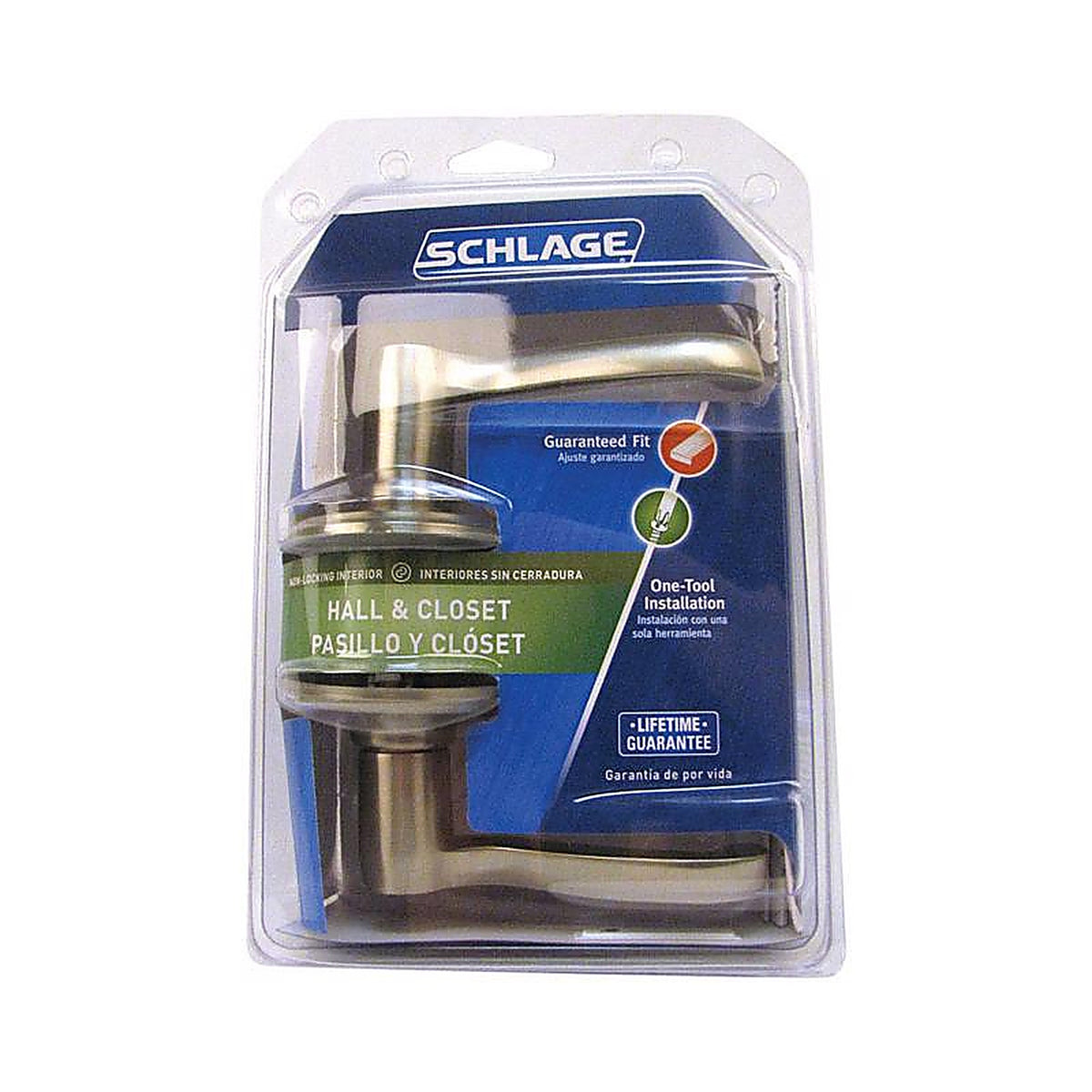 Schlage F10VFLA619 Flair Satin Nickel Passage Lockset ANSI Grade 2 1-3/4 in.