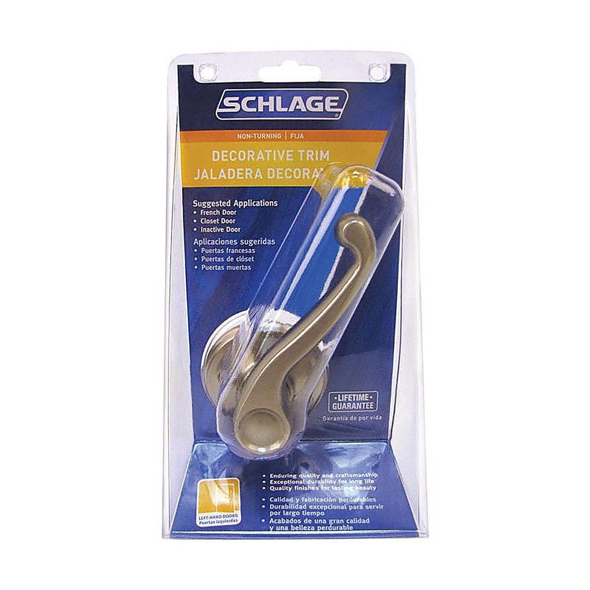 Schlage - F170VFLA619LH - Flair Satin Nickel Dummy Lever Left Handed