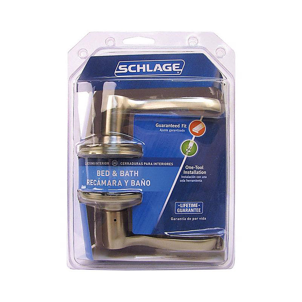 Schlage F40VFLA619 Flair Satin Nickel Privacy Lockset ANSI Grade 2 1-3/4 in.