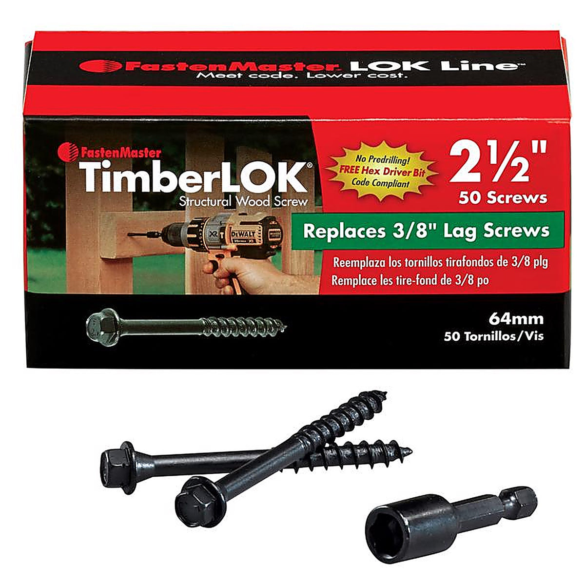 FastenMaster FMTLOK212-50 TimberLok No. 10 x 2-1/2 in. L Galvanized Wood Screws 50/Pack