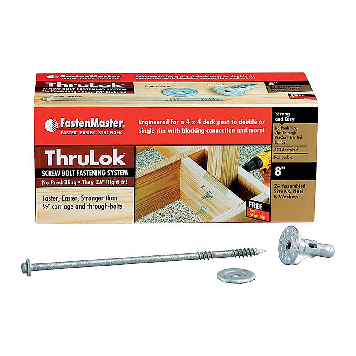 Fastenmaster - FMTHR008-24 - Thrulok No. 8 Each X 8 In. L HEX Drive HEX Head Coarse Screw Kit