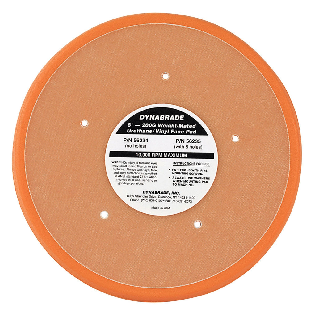 DYNABRADE 56234 8in. Dia. Non-Vacuum Disc Pad, Vinyl-Face