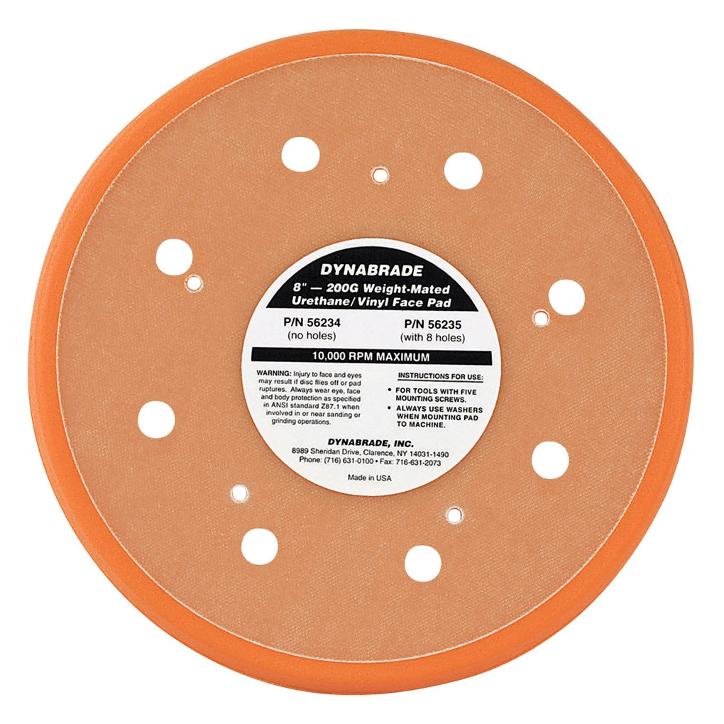 DYNABRADE 56235 8in. Dia. Vacuum Disc Pad, Vinyl-Face
