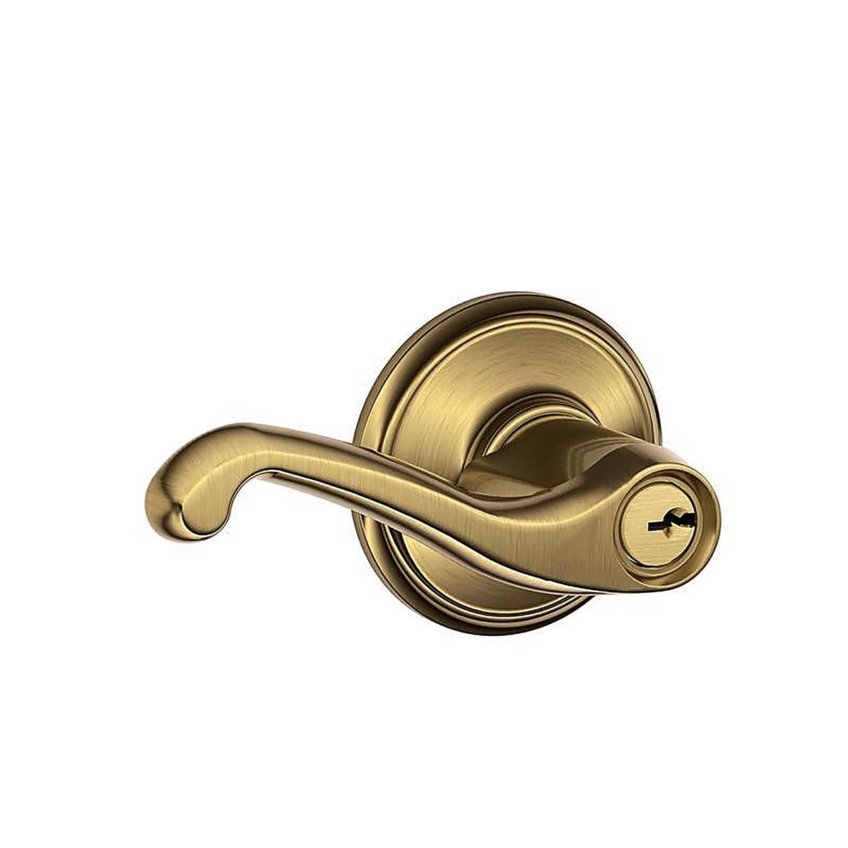 Schlage F51VFLA609 Flair Antique Brass Entry Lockset ANSI Grade 2 1-3/8 in.
