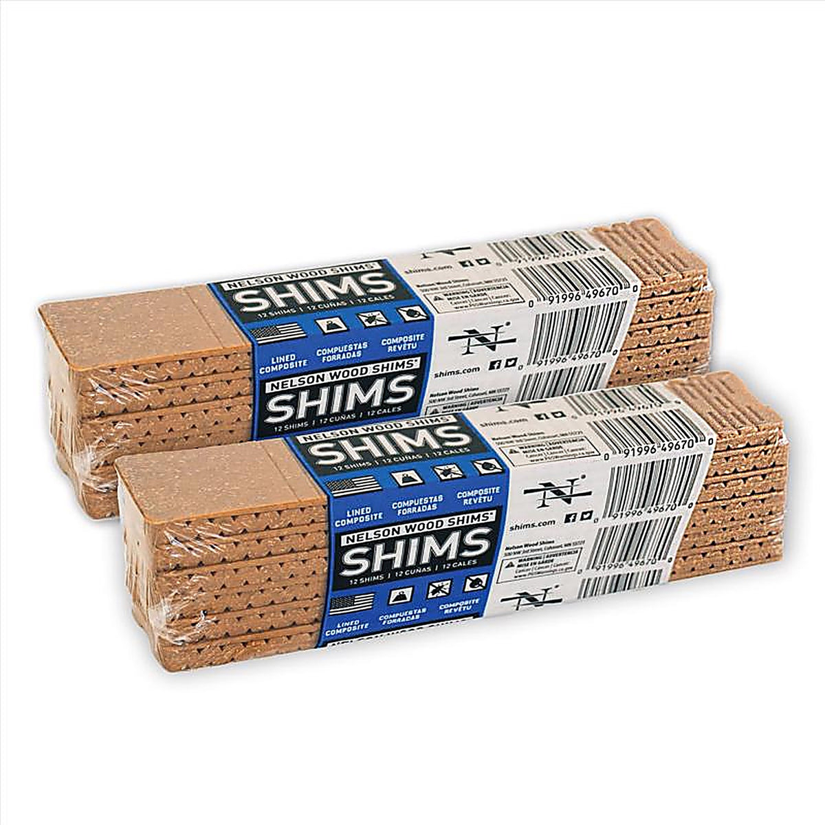 Nelson Wood Shims - WC8/12/32/78L - 1.5 In. W X 8 In. L Composite Shim 12 Pack