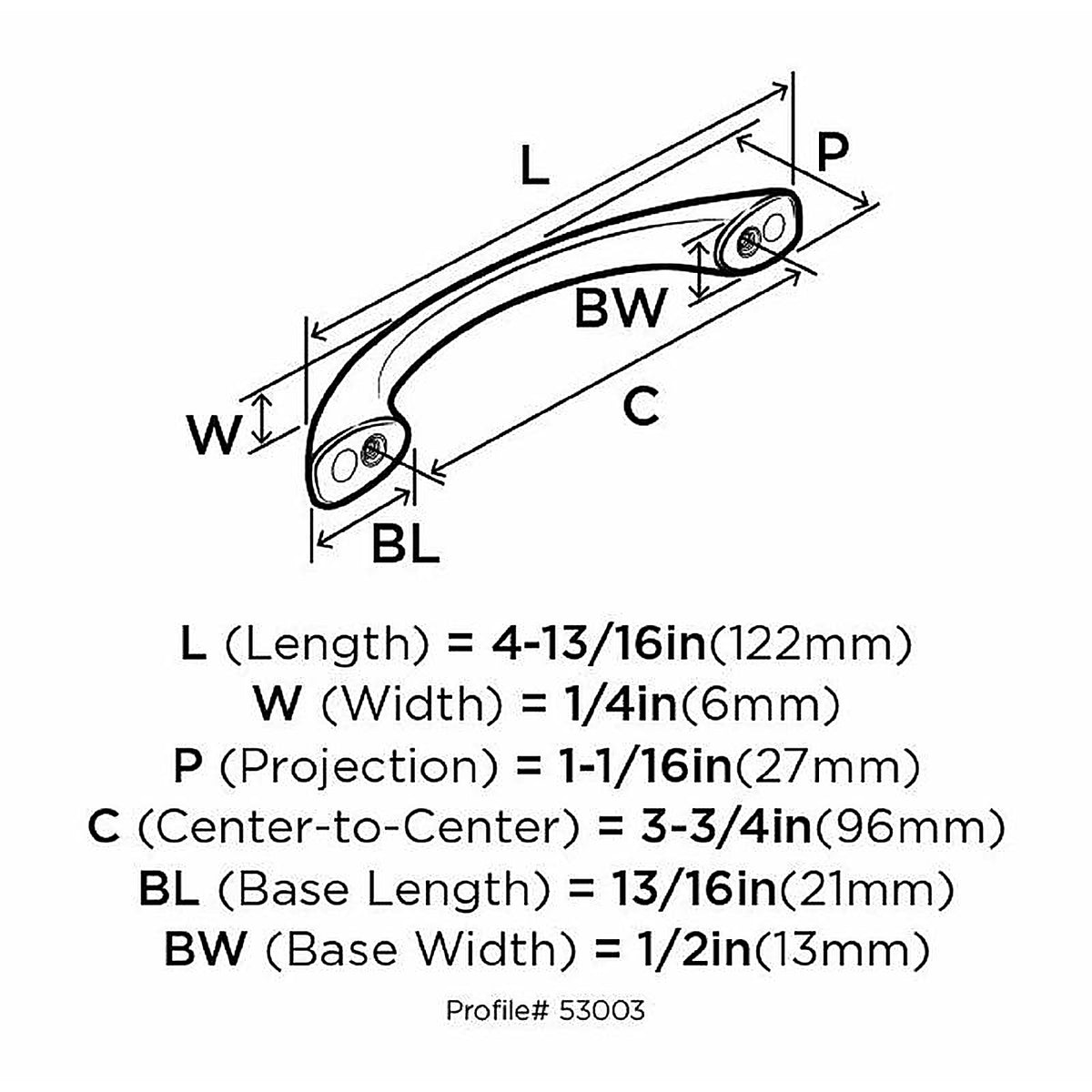 Amerock - BP53003G10 - Contemporary Arch Cabinet Pull 3-3/4 In. Satin Nickel Silver 1 Pack