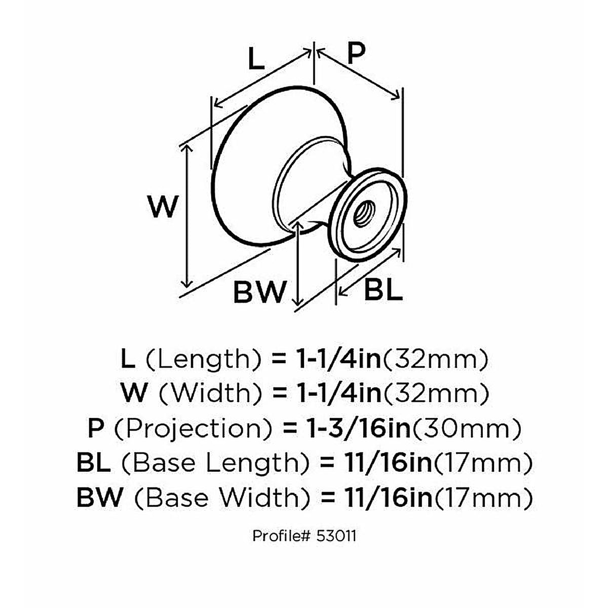 Amerock - BP53011ORB - Allison Traditional Classics Round Cabinet Knob 1-1/4 In. D 1-3/16 In. Oil Rubbed Bronze 1 P
