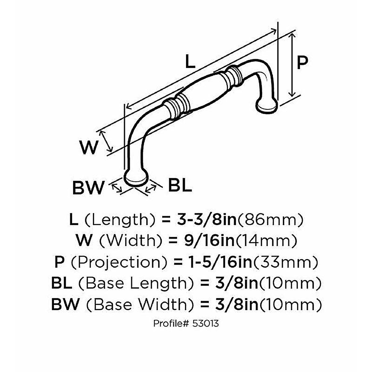 Amerock - BP53013ORB - Granby Traditional Arch Cabinet Pull 3 In. Oil Rubbed Bronze Brown 1 Pack