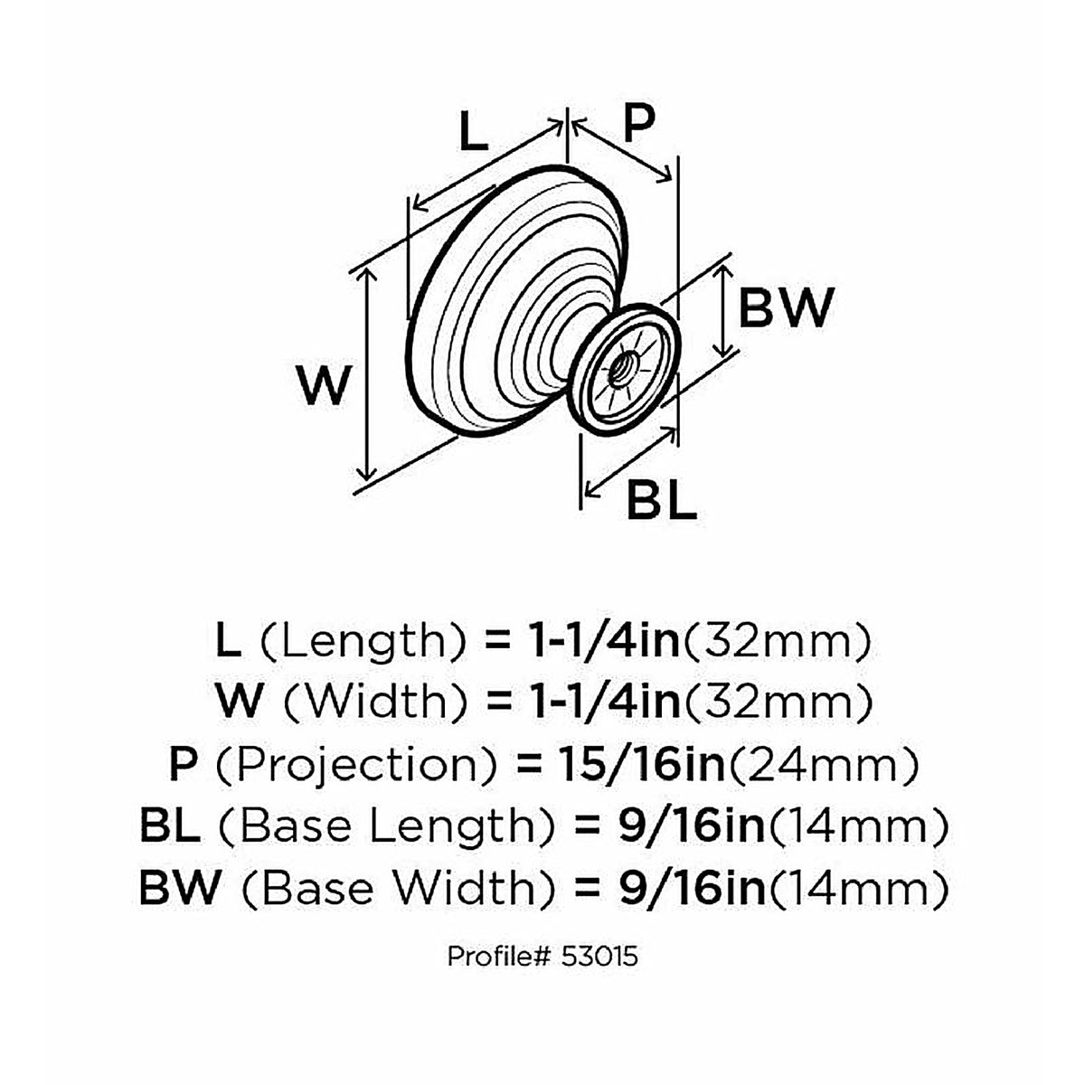 Amerock - BP53015ORB - Allison Round Cabinet Knob 1-1/4 In. D 15/16 In. Oil Rubbed Bronze 1 Pack